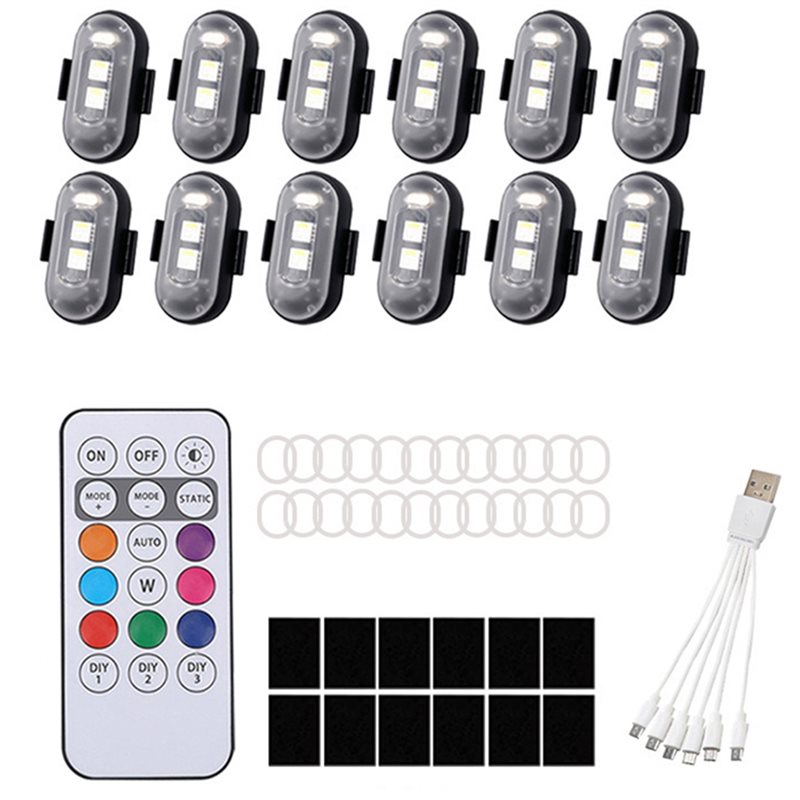 Drone Strobe Light - Remote-Controlled 12Pcs Wireless 8-Color LED Strobe